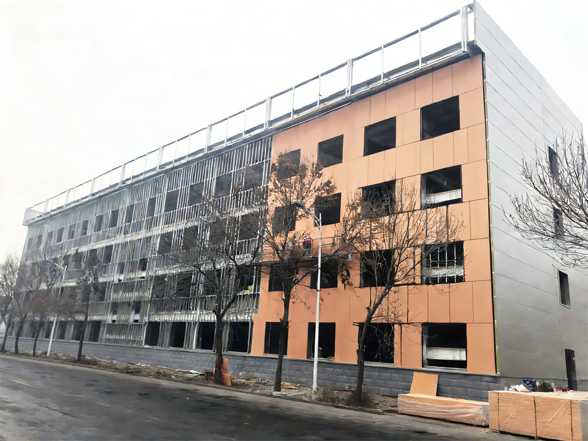 Modern building construction site